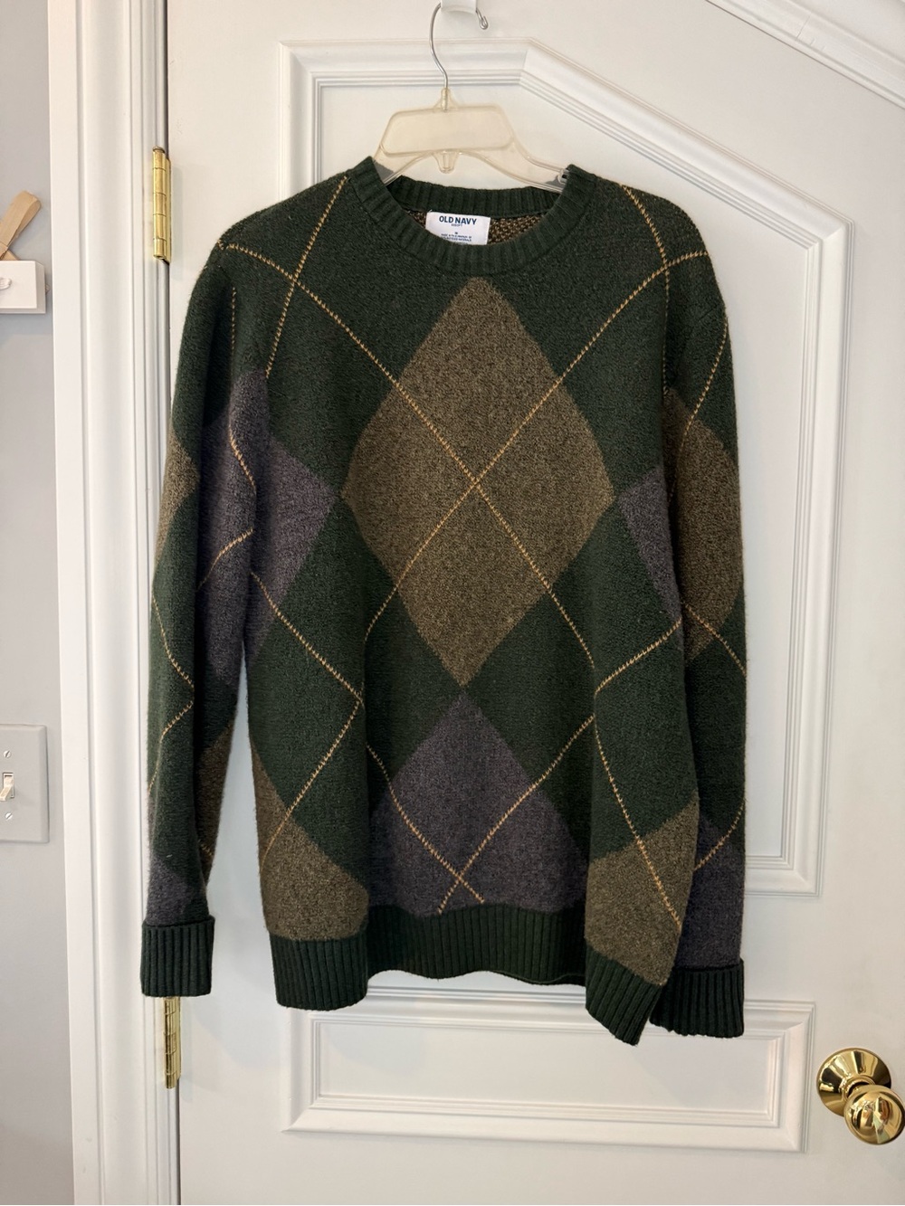 Old Navy Green Argyle Crewneck Sweater | Men’s M